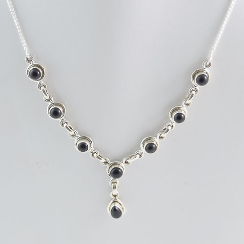 Black Onyx Silver Necklace